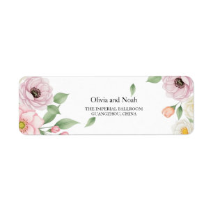 Étiquette d'adresse de retour de mariage botanique
