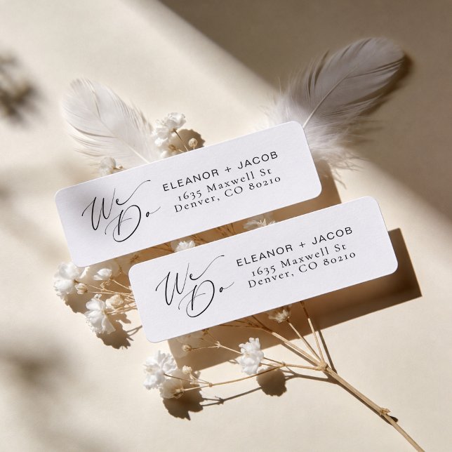 Étiquette d'adresse de retour de mariage Chic Scri (Créateur téléchargé)