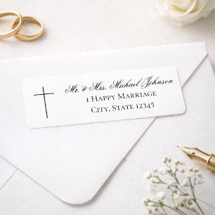 Étiquette d'adresse de retour de mariage chrétien