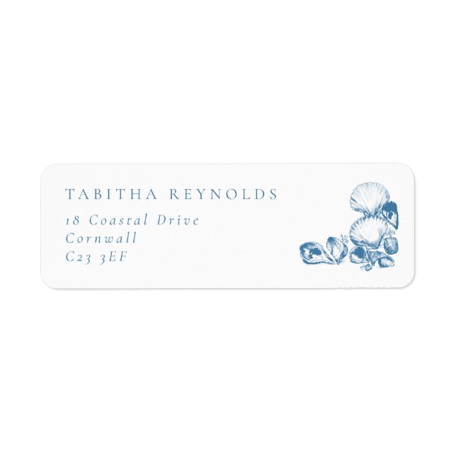Étiquette d'adresse de retour de mariage Coquilles (Devant)