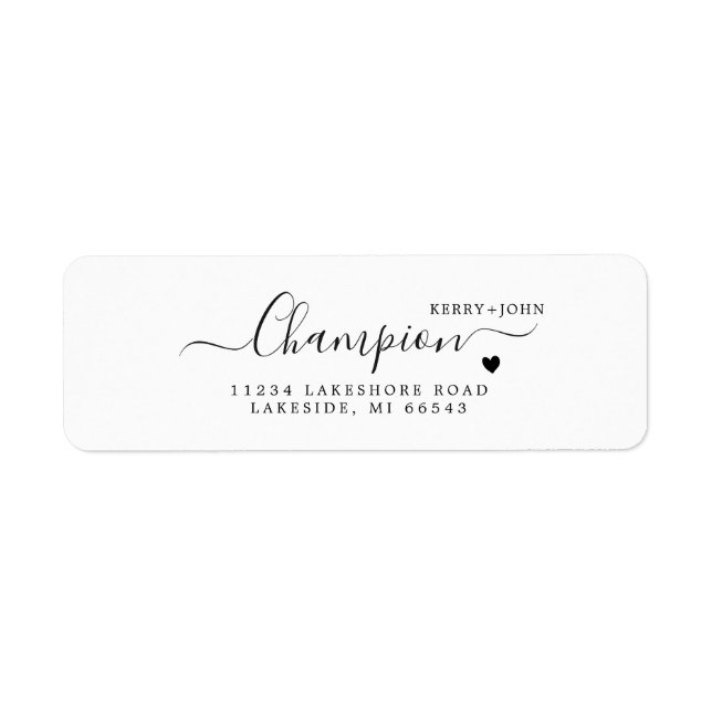 Étiquette d'adresse de retour de mariage de callig (Devant)
