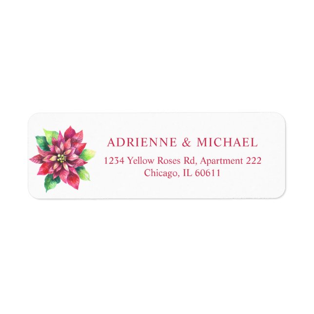 Étiquette d'adresse de retour de mariage de Noël P (Devant)