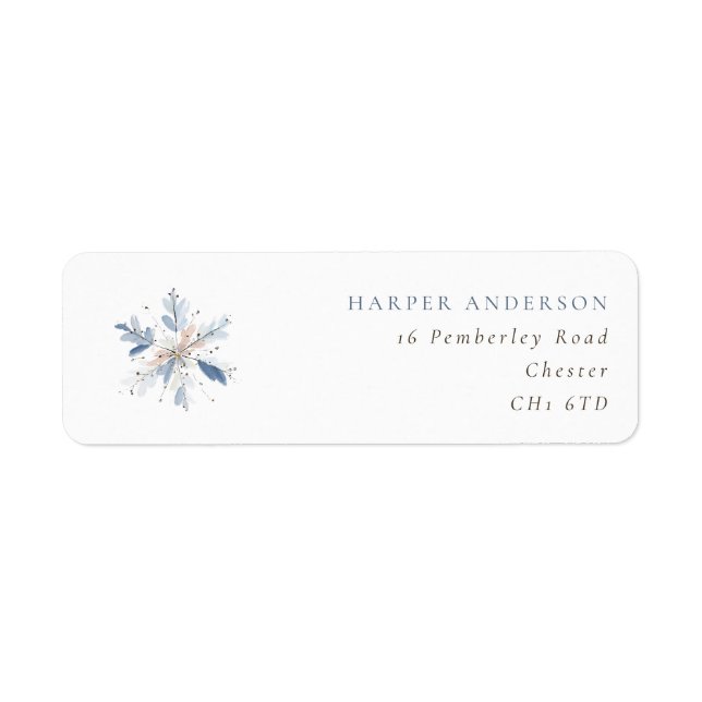 Étiquette d'adresse de retour de mariage d'hiver f (Devant)