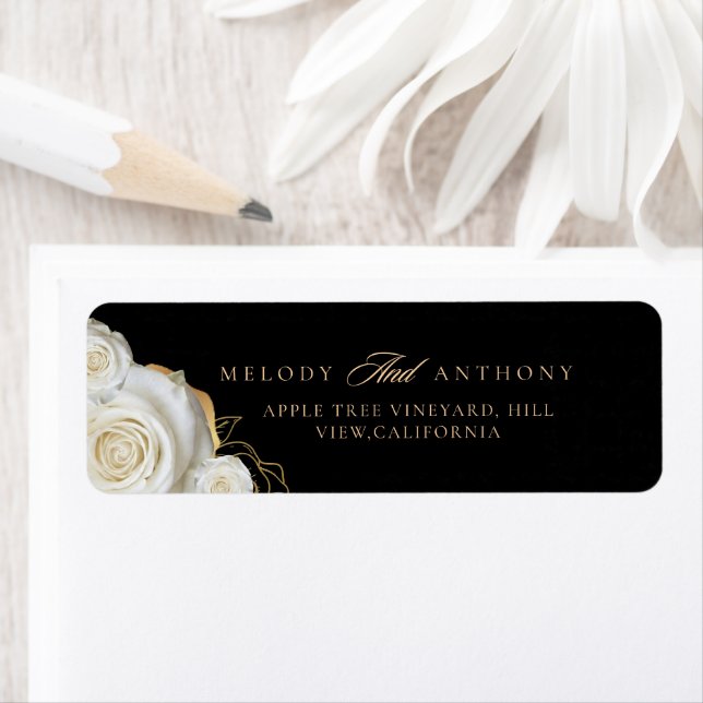 Étiquette d'adresse de retour de mariage élégante  (En situation)