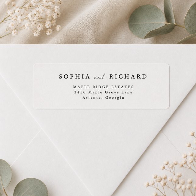 Étiquette d'adresse de retour de mariage élégante  (Créateur téléchargé)