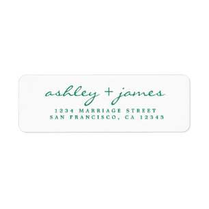 Étiquette d'adresse de retour de mariage élégante