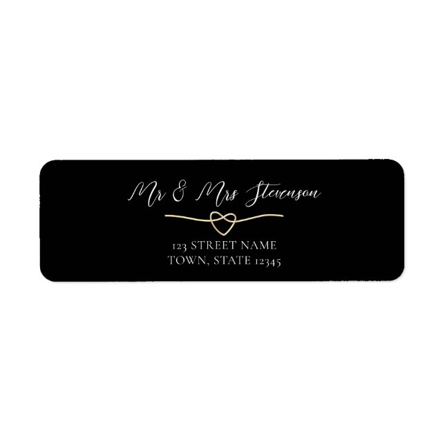 Étiquette d'adresse de retour de mariage élégante  (Devant)