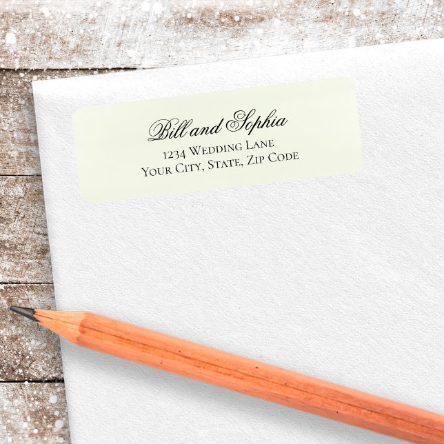 Étiquette d'adresse de retour de mariage en écritu (Custom address label sheet with minimalist script and clean layout.)