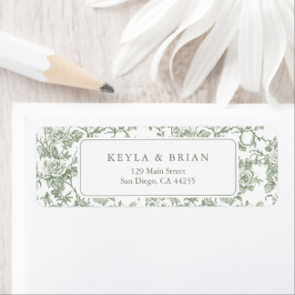 Étiquette d'adresse de retour de mariage en toile 