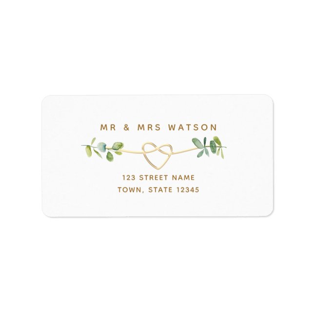 Étiquette d'adresse de retour de mariage Eucalyptu (Devant)