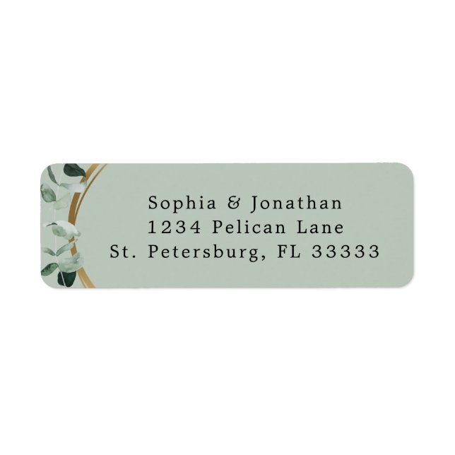 Étiquette d'adresse de retour de mariage Eucalyptu (Devant)