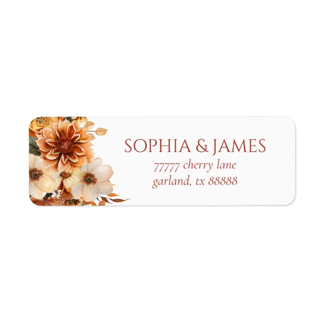 Étiquette d'adresse de retour de mariage floral au (Devant)