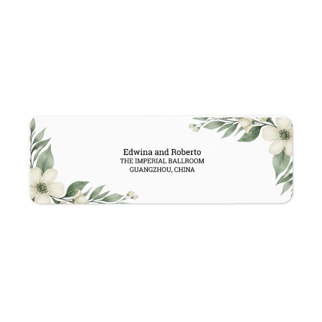Étiquette d'adresse de retour de mariage floral bl (Devant)