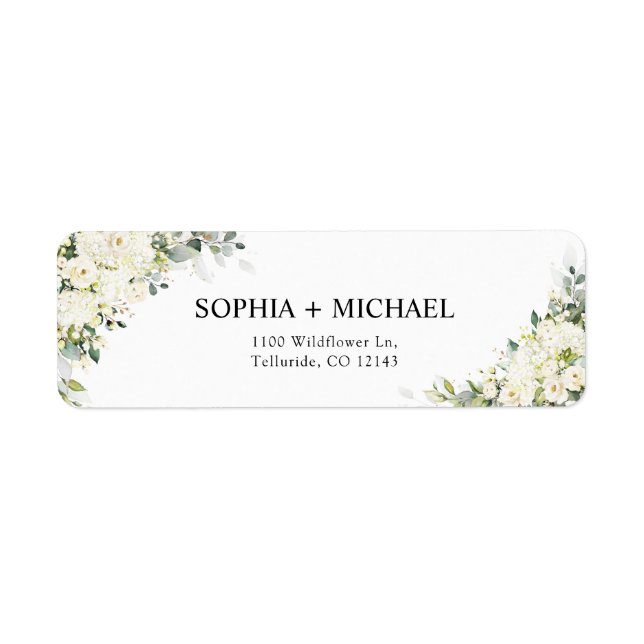 Étiquette d'adresse de retour de mariage floral bl (Devant)