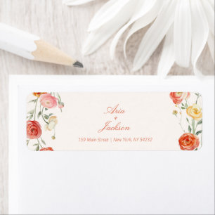 Étiquette d'adresse de retour de mariage floral or