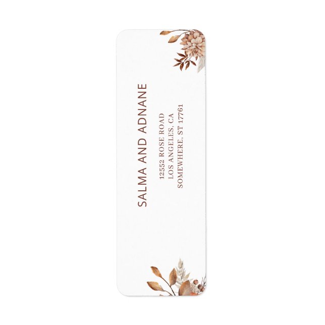 Étiquette d'adresse de retour de mariage floral ru (Devant)