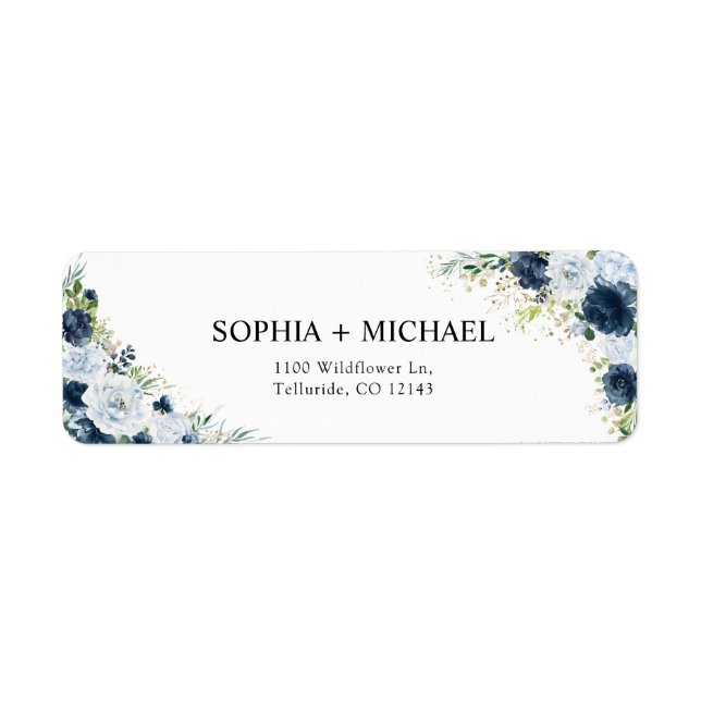 Étiquette d'adresse de retour de mariage florale N (Devant)