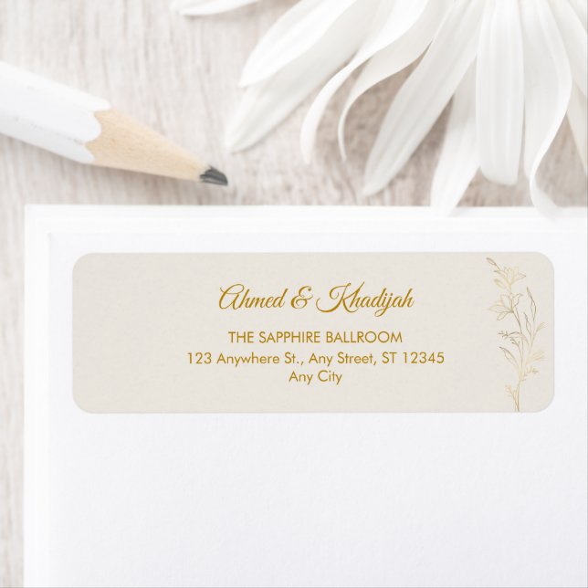 Étiquette d'adresse de retour de mariage florale o (En situation)