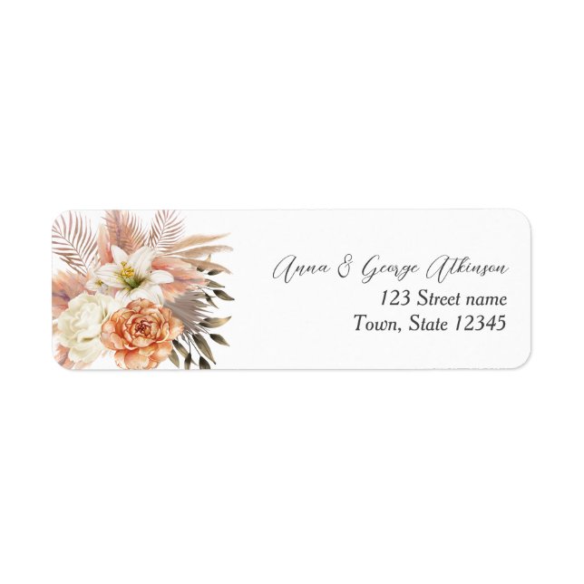 Étiquette d'adresse de retour de mariage florale p (Devant)