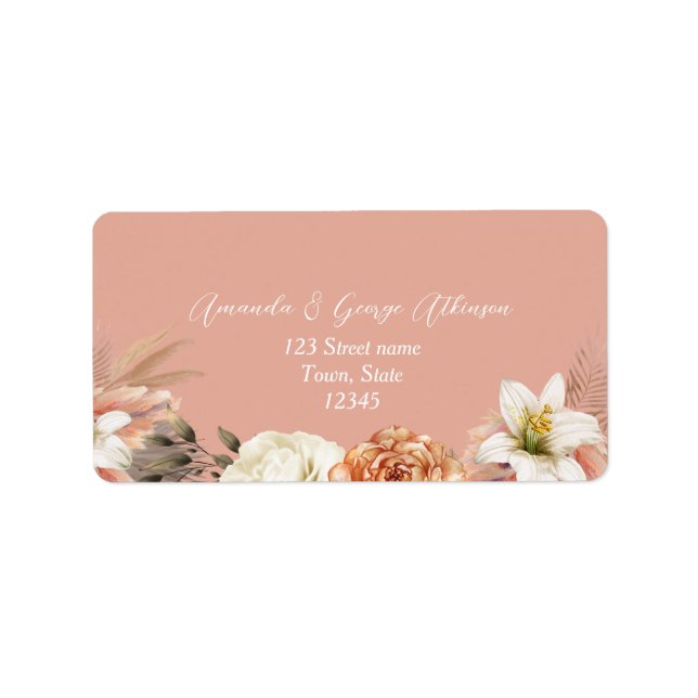 Étiquette d'adresse de retour de mariage florale p (Devant)