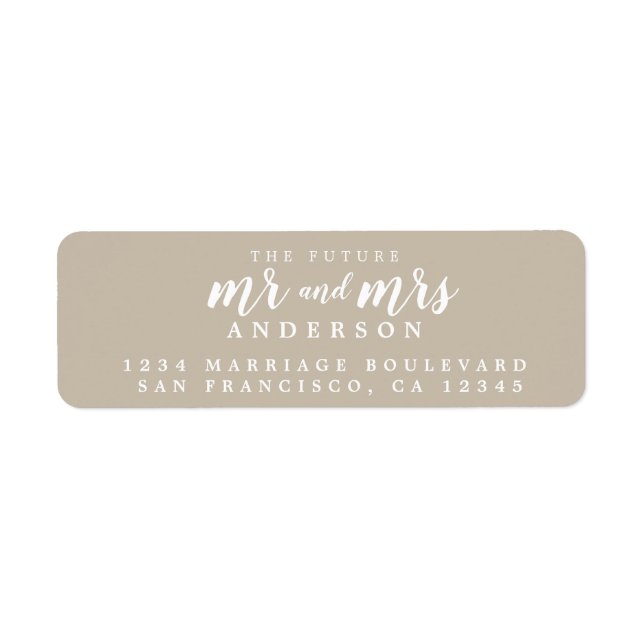Étiquette d'adresse de retour de mariage Future Mr (Devant)