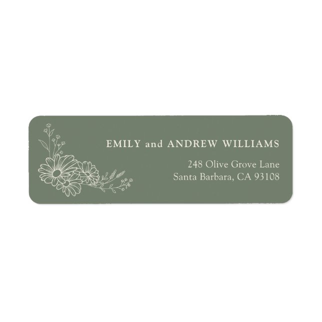 Étiquette d'adresse de retour de mariage Ivy Sage  (Devant)