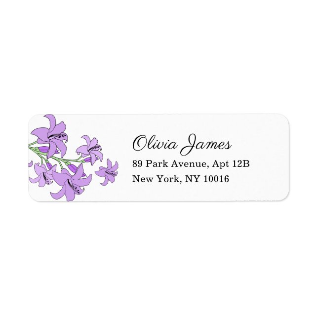 Étiquette d'adresse de retour de mariage Lavande L (Devant)