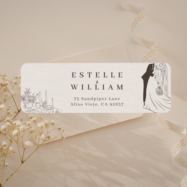 Étiquette d'adresse de retour de mariage minimalis (Créateur téléchargé)