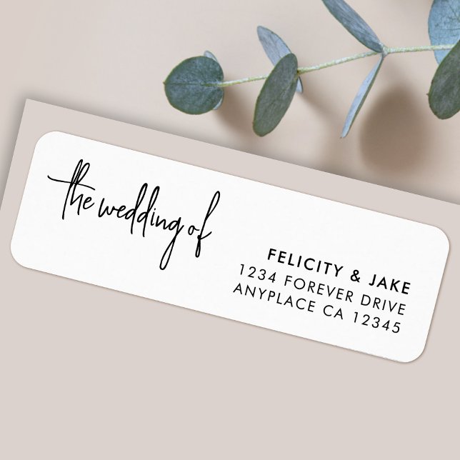 Étiquette d'adresse de retour de mariage | Moderne (Modern wedding return address labels for invitations, save the dates & thank you card mailing)