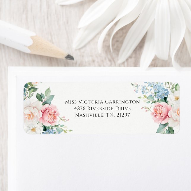 Étiquette d'adresse de retour de mariage moderne f (En situation)