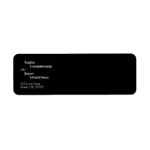 Étiquette d'adresse de retour de mariage noir clas