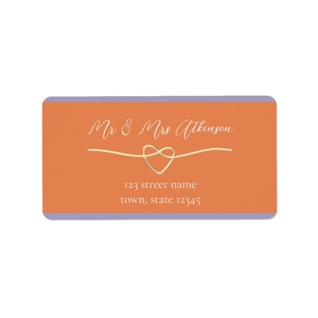 Étiquette d'adresse de retour de mariage Orange Vi (Devant)