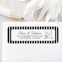 Étiquette d'adresse de retour de mariage rayée noi
