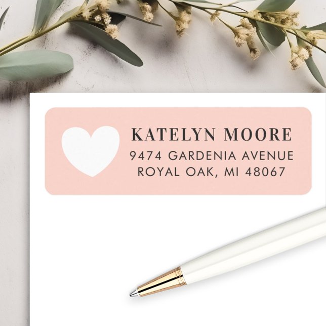 Étiquette d'adresse de retour de mariage rose blus (Créateur téléchargé)