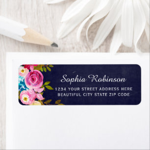 Étiquette d'adresse de retour de mariage rose bohè