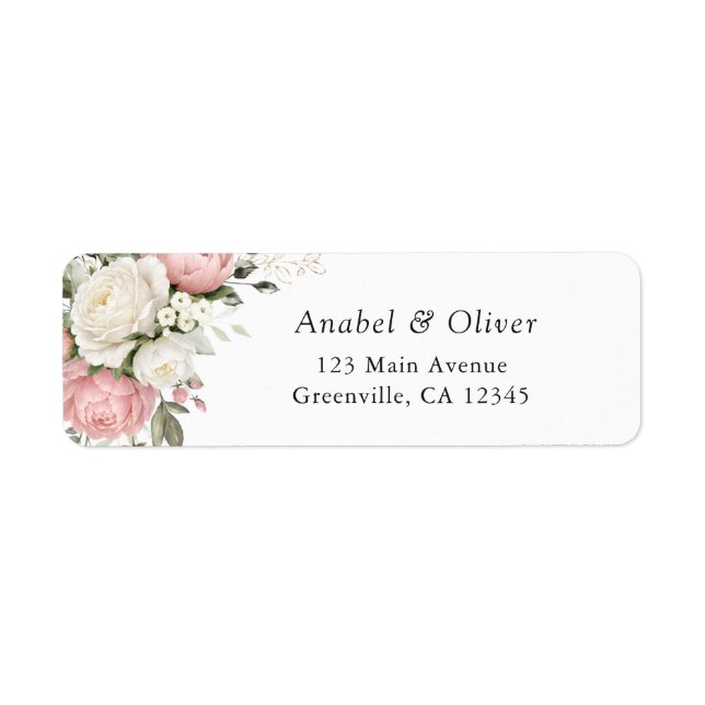 Étiquette d'adresse de retour de mariage rose pâle (Devant)