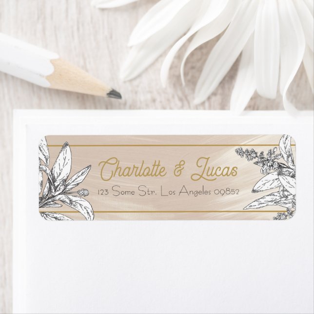 Étiquette d'adresse de retour de mariage rose past (En situation)