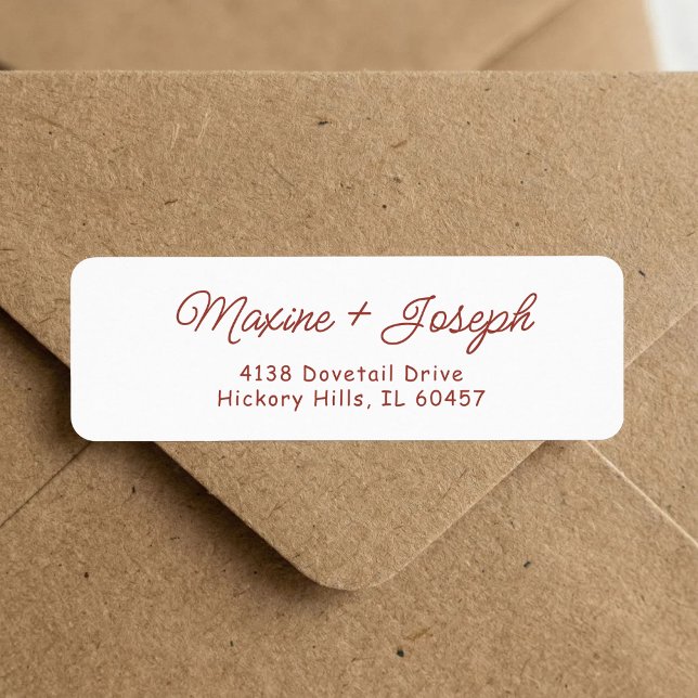 Étiquette d'adresse de retour de mariage Rouge & B (Retro red and white wedding return address label adds vintage charm to every envelope.)