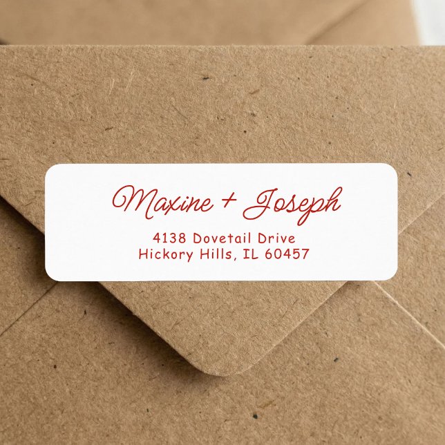 Étiquette d'adresse de retour de mariage Rouge & B (Retro red and white wedding return address label adds vintage flair to every envelope.)