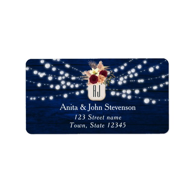 Étiquette d'adresse de retour de mariage rustique (Devant)
