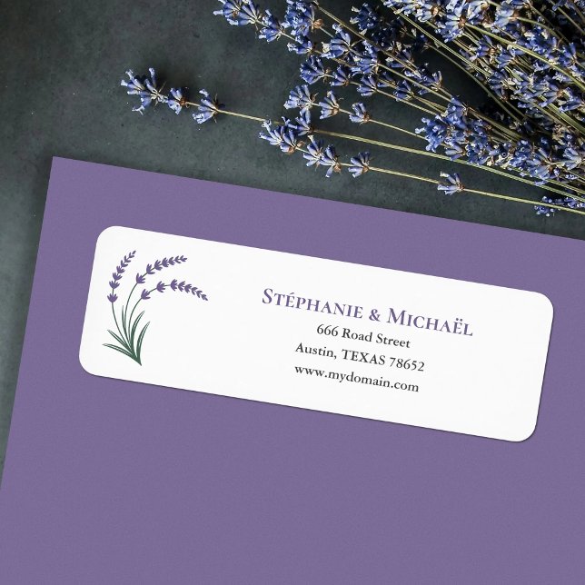 Étiquette d'adresse de retour de mariage Simple La (Simple Lavender Wedding Return Address Label)