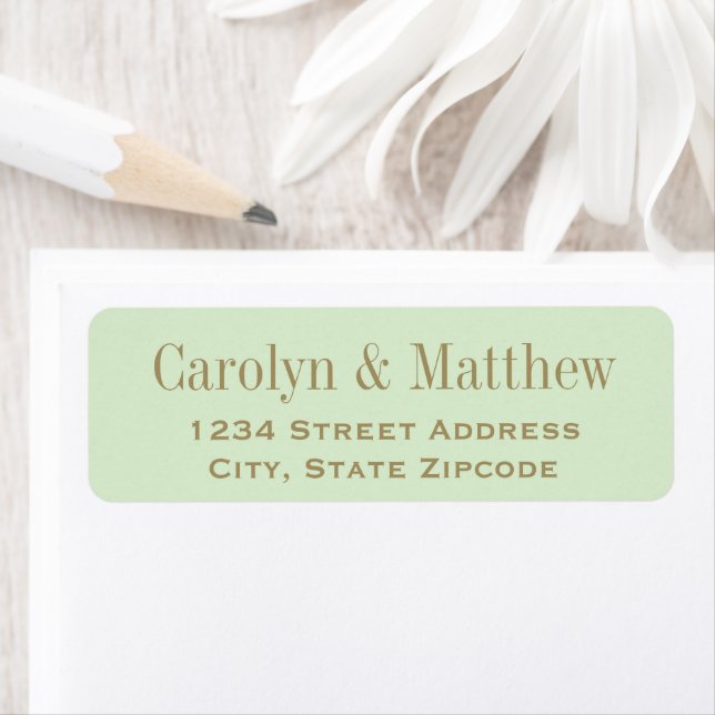 Étiquette d'adresse de retour de mariage vert pist (En situation)