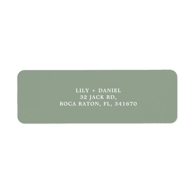 Étiquette d'adresse de retour de mariage vert saug (Devant)