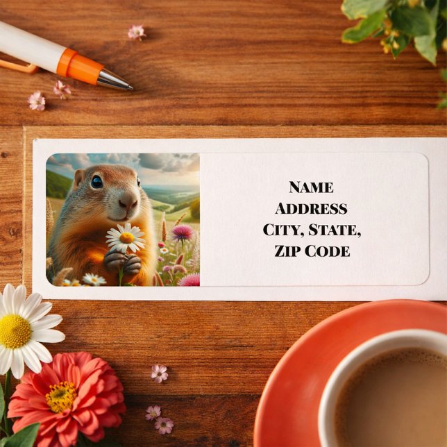 Étiquette d'adresse de retour de marmotte mignonne (Créateur téléchargé)