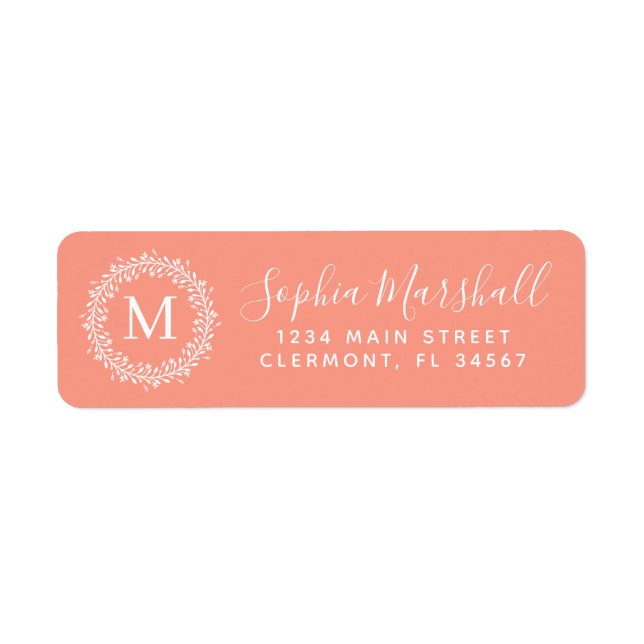 Étiquette d'adresse de retour de monogramme blanc  (Devant)