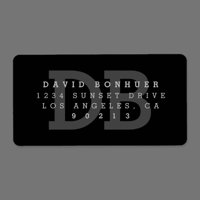 Étiquette d'adresse de retour de monogramme modern (Créateur téléchargé)