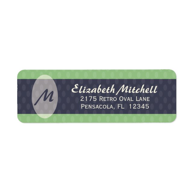 Étiquette d'adresse de retour de Monogrammes Ovale (Devant)