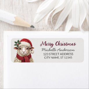 Étiquette d'adresse de retour de mouton de Noël jo