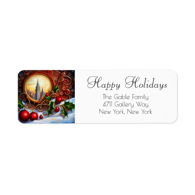 Étiquette d'adresse de retour de Noël (Devant)