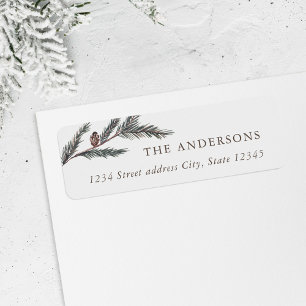 Étiquette d'adresse de retour de Noël à branche de